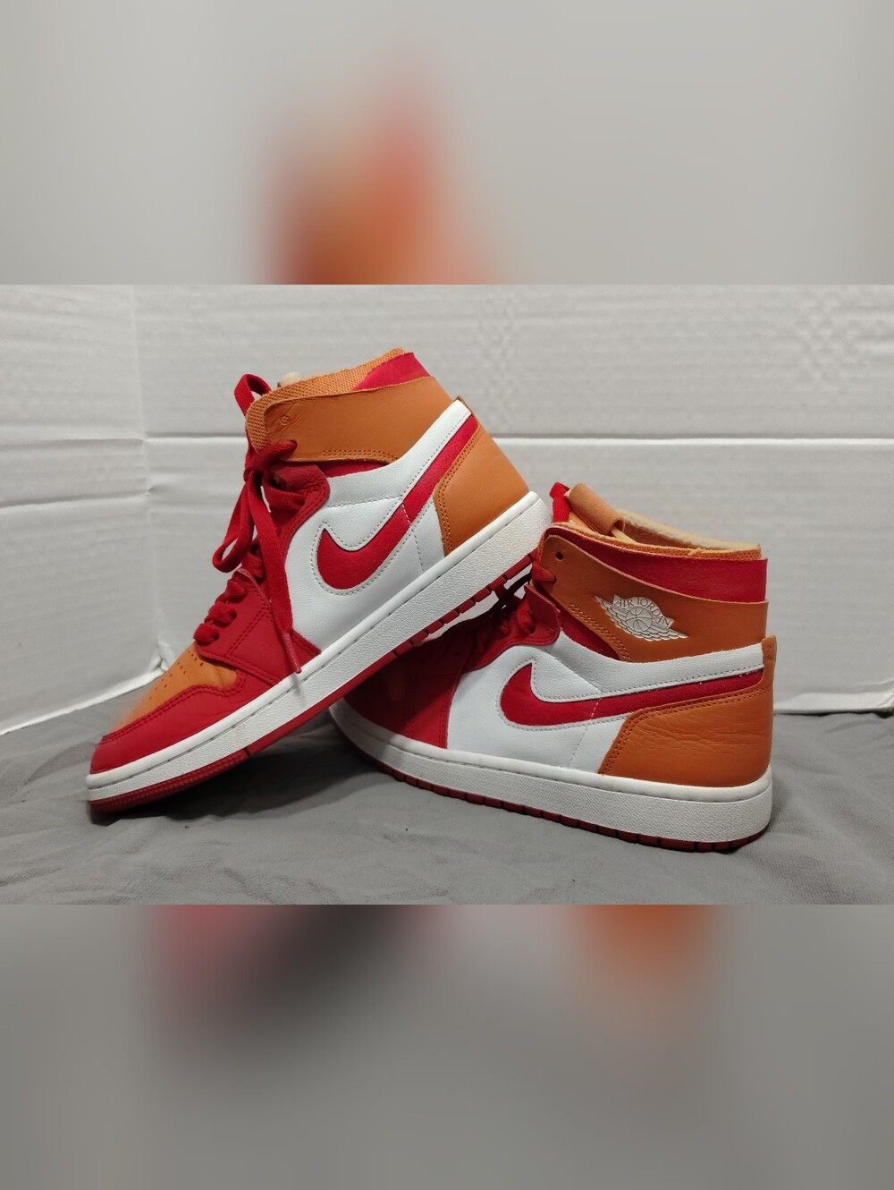 Air Jordan 1 Mid High Zoom Air, Women # 8 US, CMFT Fire Red Hot Curry - Picture 3 of 10
